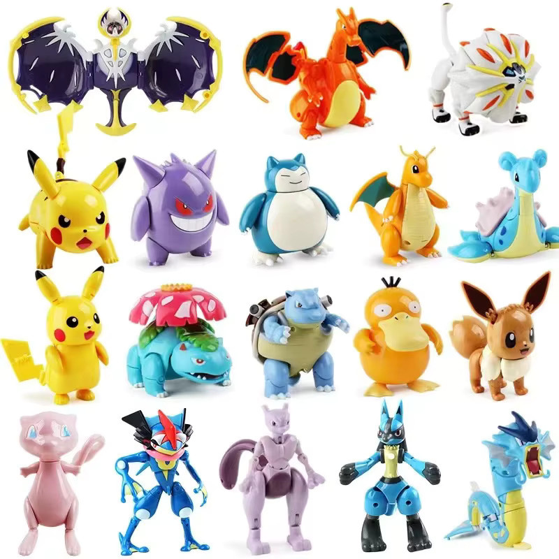 Pokémon Verformbare Figuren Pikachu Charizard Gengar Blastoise Mewtwo Eevee, Actionfigur, Pokeball Transformations-Puppen - Bild 1