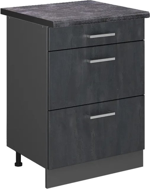 Vicco Küchenunterschrank R-Line mit Schubladen in Schwarz Beton und Anthrazit, Breite: 60 cm - Bild 2