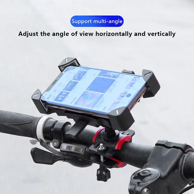 Stoßfester elastischer Smartphone Halter für Motorrad und Fahrrad mit 360 Grad Rotation für Mobiltelefone von 4,8 bis 6,8 Zoll in Schwarz und Rot - Bild 5