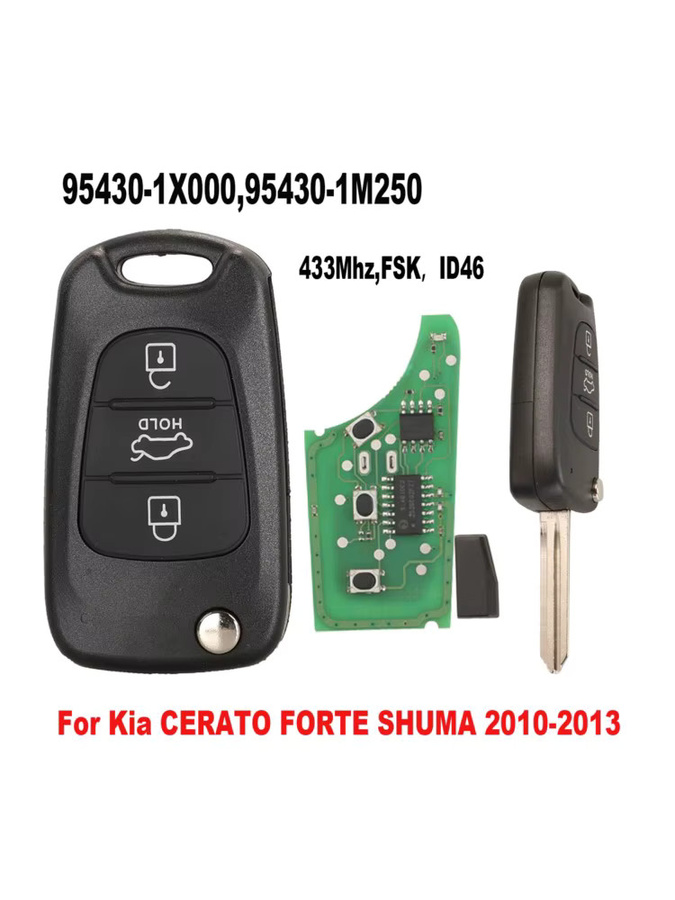 Jingyuqin Klappschlüssel Fernbedienung für KIA CERATO FORTE SHUMA 2010-2013, 433MHz FSK ID46, Schwarz, 95430-1X000 95430-1M250 - Bild 5