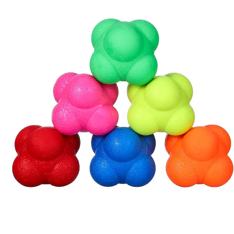 Garvonti Reaktions-Bounce-Bälle, sechseckiger Reaktionsball, 2/4 Stück, Rot, Grün, Blau, Gummi - Bild 5