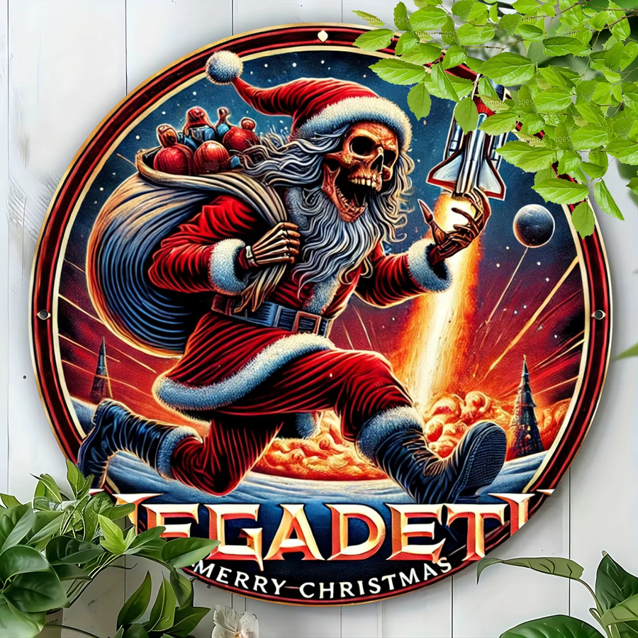 Megadeth Frohe Weihnachten Aluminiumschild, rundes Metall-Wandkunst-Dekor in Mehrfarbig für dein Heim und Büro - Bild 5