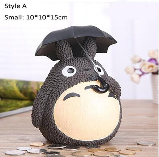 Hapyline Sparschwein Mein Nachbar Totoro in Weiß aus Kunstharz mit bunten Totoro-Figuren, H x B x T: 10,0 x 15,0 x 10,0 cm - Bild 1