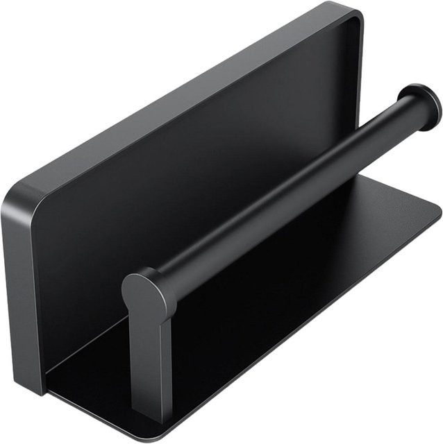 Toilettenpapierhalter von Yiran Furniture in Schwarz mit Ablage zur Wandmontage aus Metall und Aluminium - Bild 1