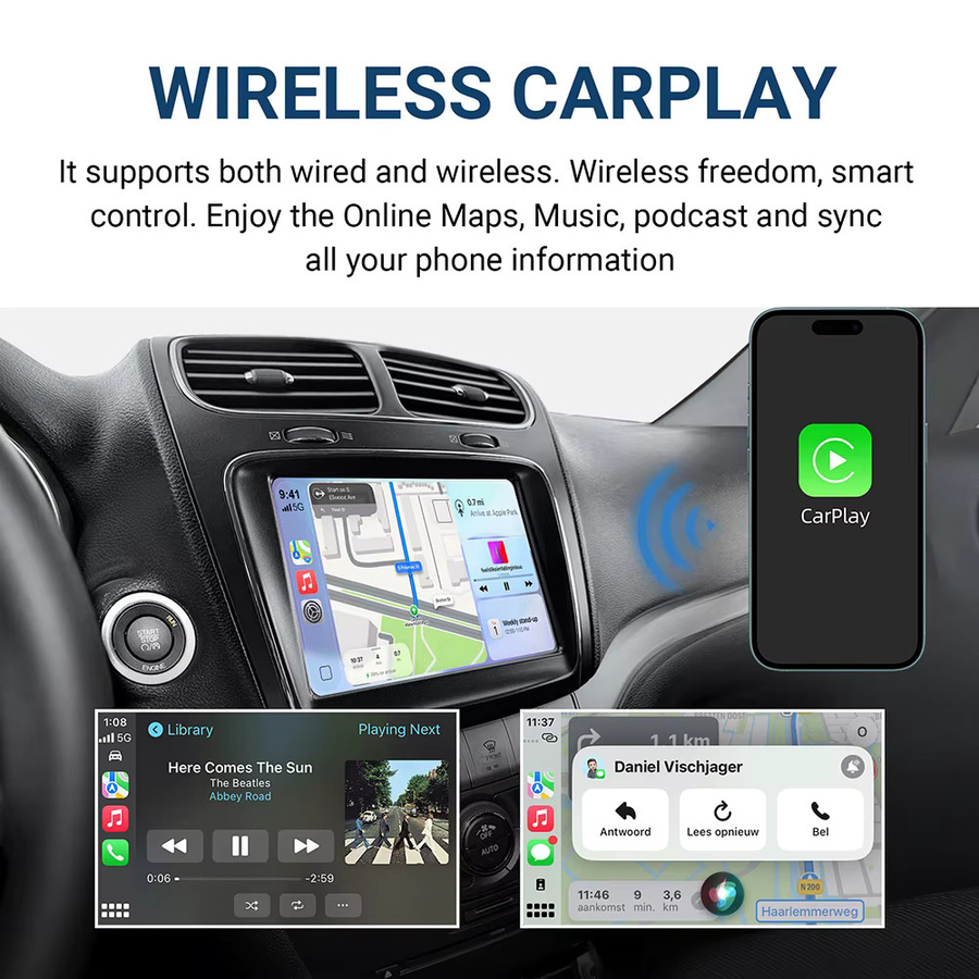 ANYFAR Carplay und Android Auto Interface für Fiat Freemont 2013–2018 mit Rückkamera in Schwarz - Bild 2