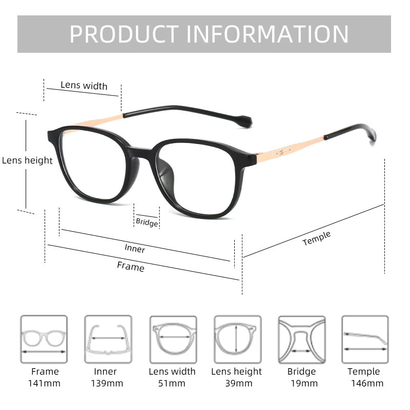 Korrektionsbrille Quadratrahmen, Vollrand, Schwarz, Blaulichtfilter - Bild 2