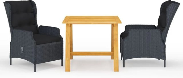 vidaXL 3-tlg Garten-Essgruppe Modell 4 in Dunkelgrau aus Holz und Stahl - Bild 1