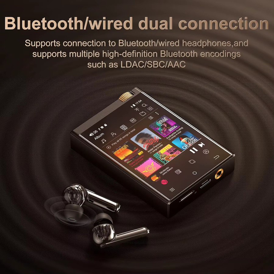 Oilsky Hi-Fi MP3-Player mit Bluetooth und WLAN in Schwarz für verlustfreies DSD High-Resolution Audio mit 16GB oder 64GB Speicher und bis zu 1TB Erweiterbarkeit - Bild 3