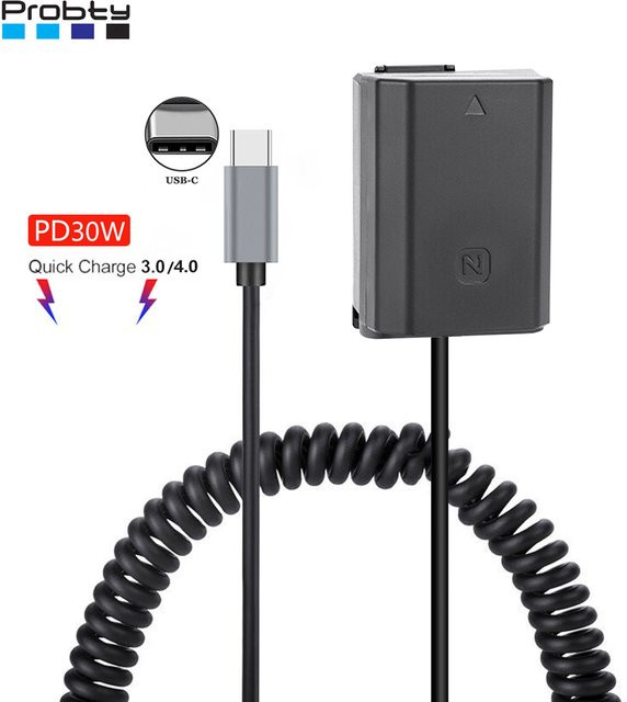 Sony USB-C zu NP-FZ100 Dummy Akku DC Power AC Adapter in Schwarz für Sony ILME-FX3 A6600 A7M3 A7RM4 A9 Kameras - Bild 1