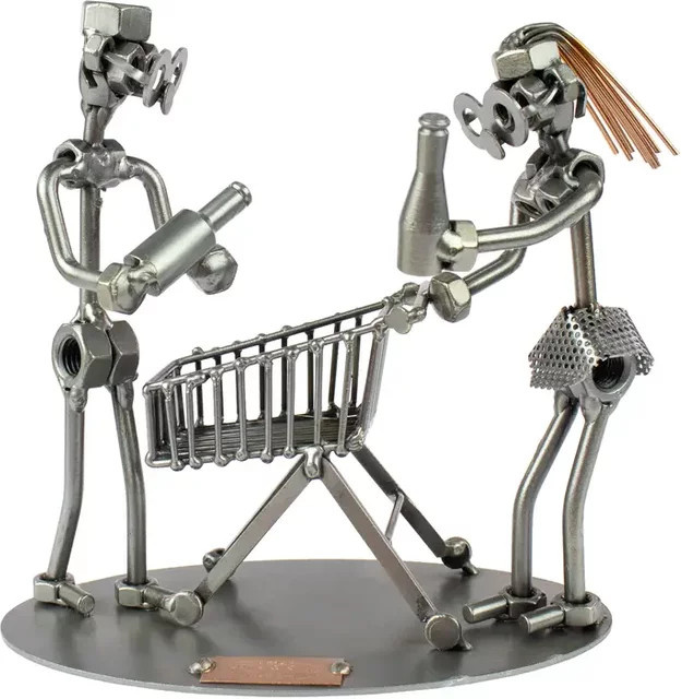 Hinz & Kunst Schraubenmännchen Shopping Tischdeko aus Metall in Silber im Industrial Design - Bild 1