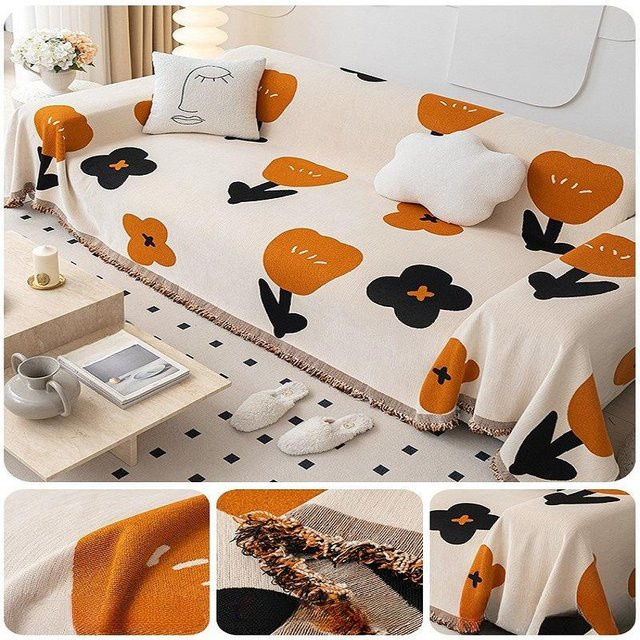 Rutschfester Chenille Sofabezug in Grau mit Kratzschutz für Katzen, Modernes Design, B/T: 180 x 130 cm - Bild 1