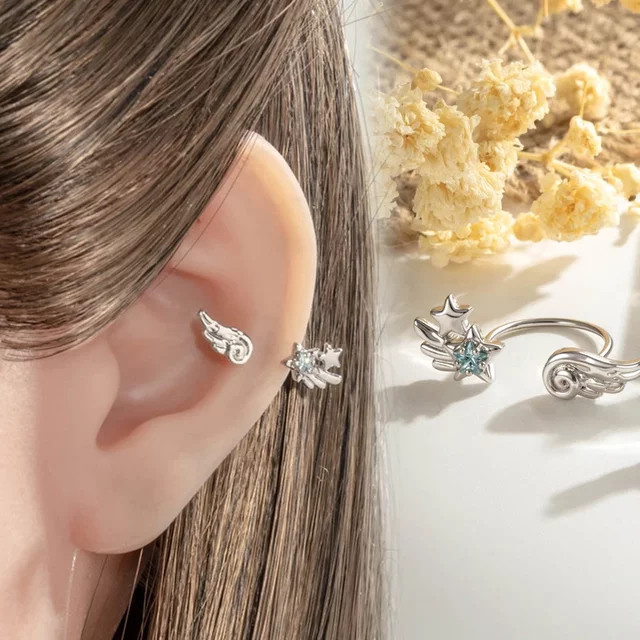 Ohrclip Ohrringe, Titan, Zirkonia, Silber, Unisex - Bild 1