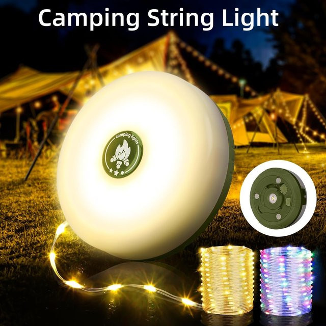 GGBEE 2-in-1 wiederaufladbare Camping-Lichterkette mit 8 Beleuchtungsmodi für Outdoor und Weihnachten - Bild 1