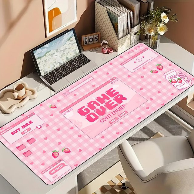 Mairuige Kawaii Mauspad für E-Sport und Gaming in Pink und Schwarz - Bild 1