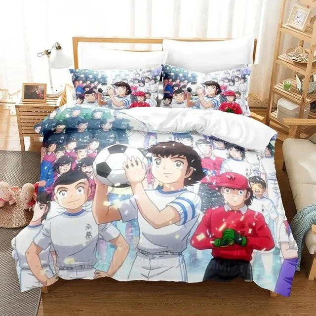 Paslu Anime Captain Tsubasa Bettwäsche-Set Multicolor, 3-teilig, B/H: 135 x 200 cm - Bild 1