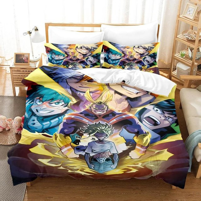 My Hero Academia Bettwäsche-Set mit Motiv aus Japan, bestehend aus Bettbezug und Kissenbezug, Multicolor, B/H: 135 x 200 cm - Bild 1
