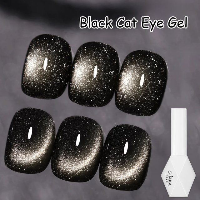 SHAKA Cat Eye Gel Nagellack, Schwarz, Schimmernd - Bild 1