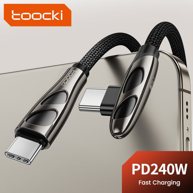 Toocki USB-C auf Typ-C Kabel 240 W Schnellladekabel mit PD3.1 und Temperaturkontrolle in Schwarz - Bild 1