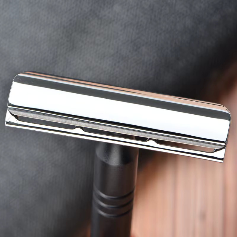 YAQI Excalibur Einseitiger Rasierrasierer für Herren, Chrom- und schwarzer Aluminiumgriff - Bild 3