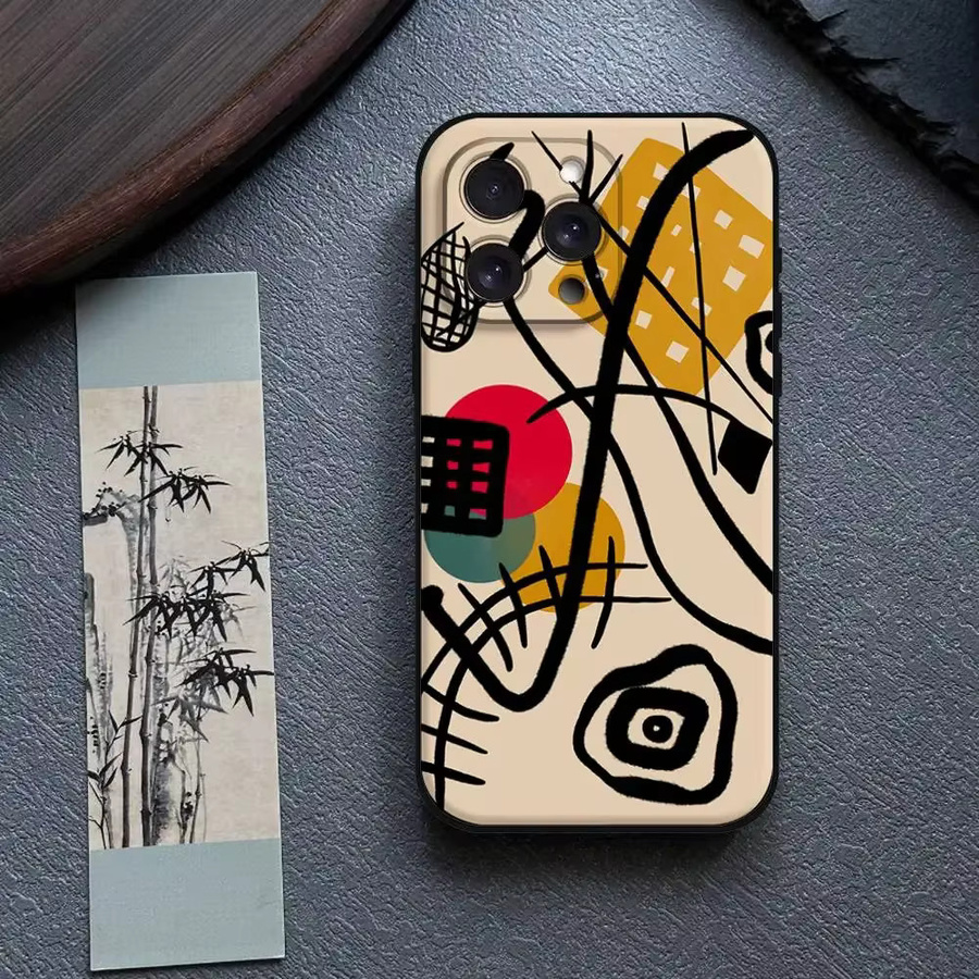 Wassily Kandinsky Abstrakte Handyhülle für Apple iPhone in Schwarz aus weichem Silikon - Bild 3