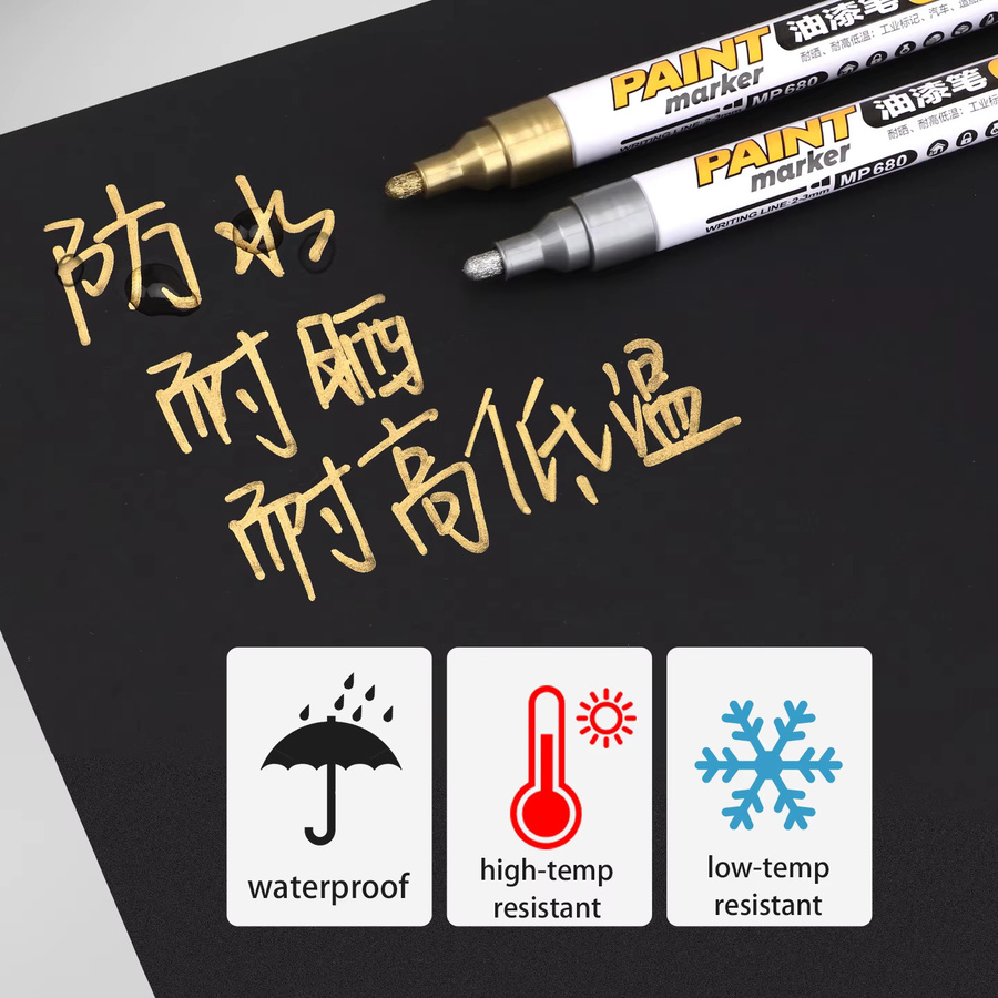 BAOKE MP680 Permanentmarker Set mit 12 Farben, ölbasierte Farbmarker mit 2–3 mm Spitze, wasserfest und schnell trocknend - Bild 4