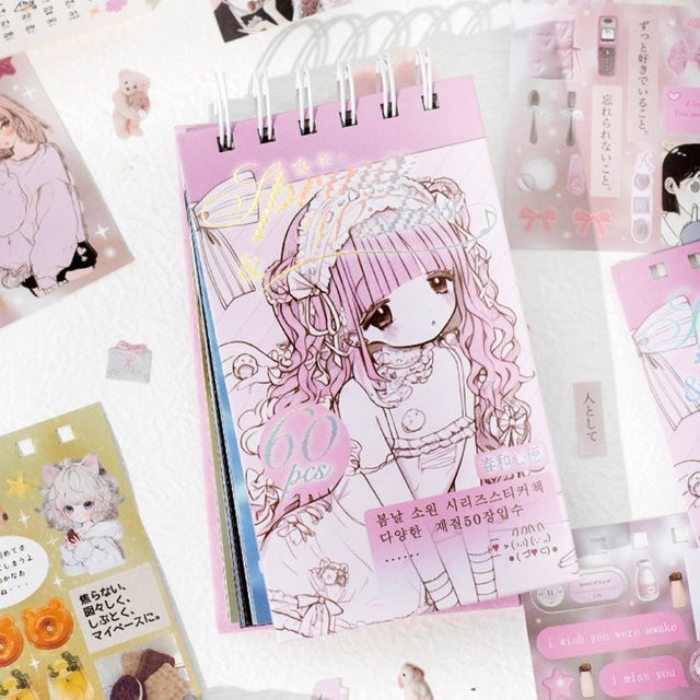 Mr.Paper Stickerbuch Spring & Wishes Serie mit 60 Blatt Kawaii Aufkleber für Journal, Scrapbooking und DIY-Dekoration - Bild 1