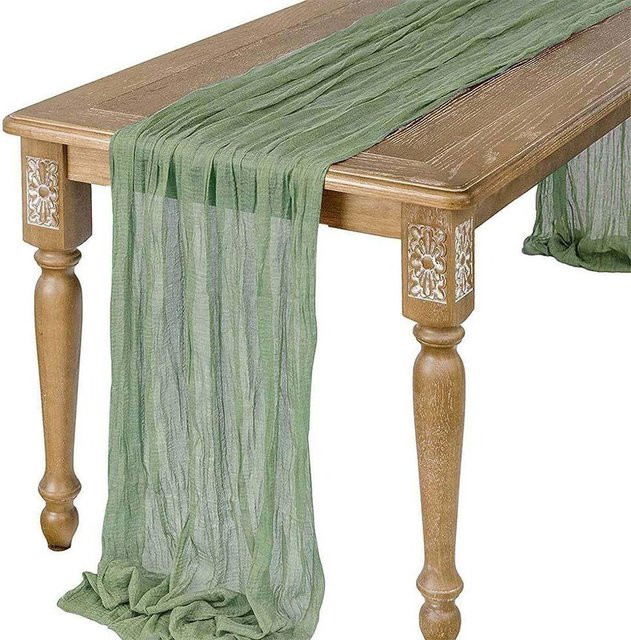 Halbtransparente Gaze-Tischdecke im Boho-Stil von Yiran Furniture, Farbe: Grün - Bild 1