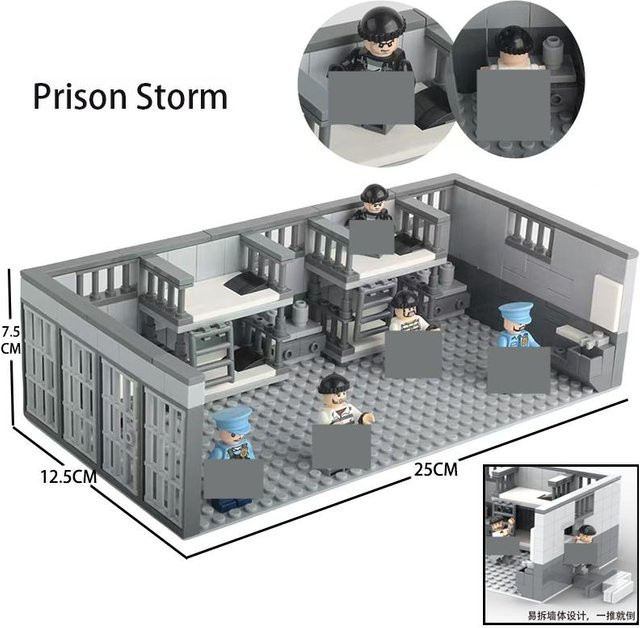 Linyi toy Militärgefängnis Stadt Bauen Gebäude Set 6–12 Jahre - Bild 1