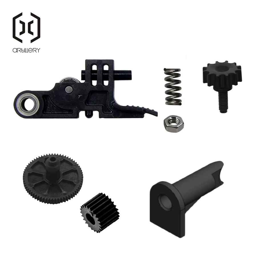 Artillery Hornet Extruder Zubehör-Set in Schwarz mit Zahnradrohren, Zahnrädern, Schrauben und Griffen für FDM 3D-Drucker - Bild 3