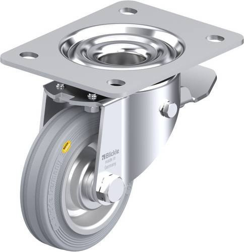 Blickle Lenkrolle LK-RD 100R-3-ST-VLI mit Feststeller in Silber, Rad-Durchmesser: 100 mm, Tragfähigkeit: 100 kg - Bild 1