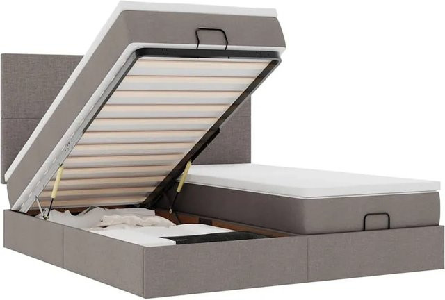 vidaXL Ottoman-Bett mit Matratzen und LED-Beleuchtung in Taupe, B/T: 180 x 200 cm - Bild 1