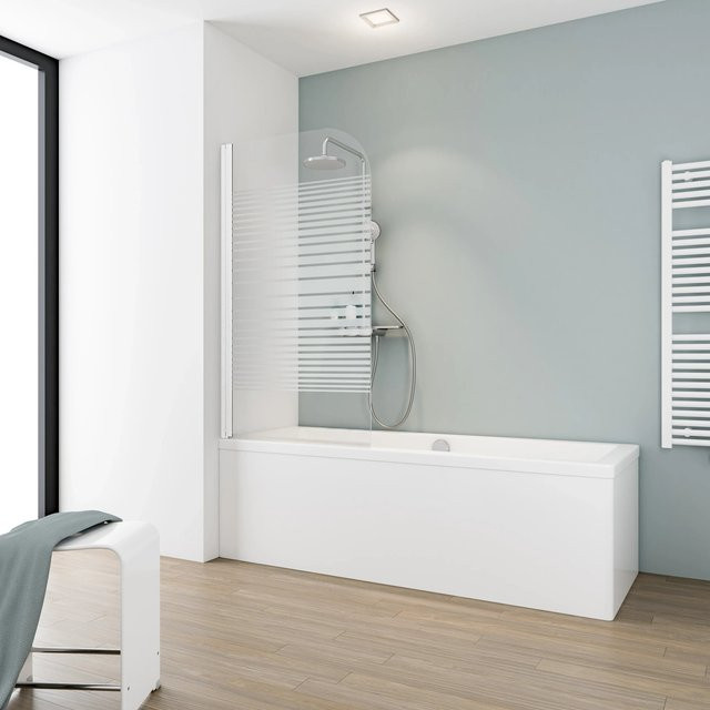 Schulte ExpressPlus Badewannenaufsatz Komfort 1-tlg. Glas mit Querstreifen in Weiß, B: 140 cm, H: 80 cm - Bild 1