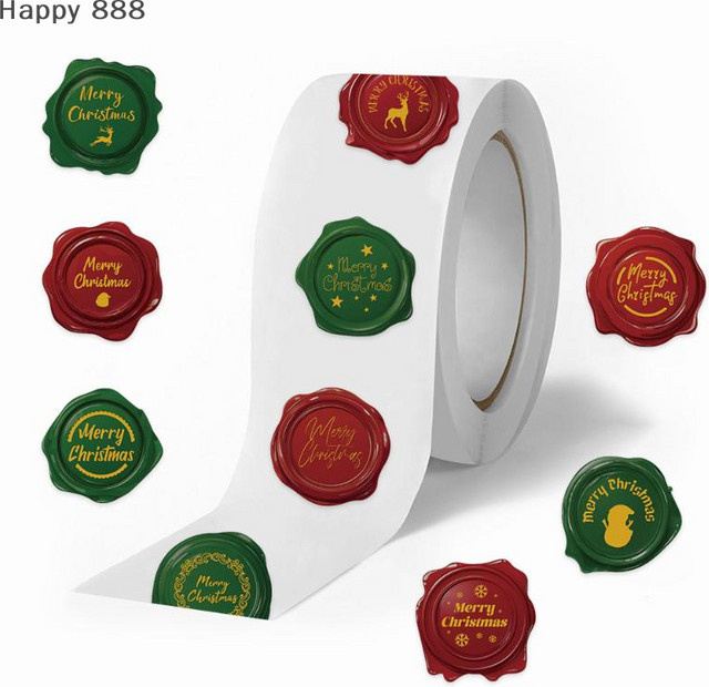500-teiliges Weihnachtsaufkleber-Set mit runden 1-Zoll-Tags in Mehrfarben für Geschenke, Backen und Schreibwaren - Bild 1