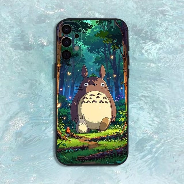 Niedliche Anime Totoro Handyhülle für Samsung Galaxy S25 S24 S23 S22 S21 S20 Ultra Plus FE Lite Note in Blau und Schwarz - Bild 1