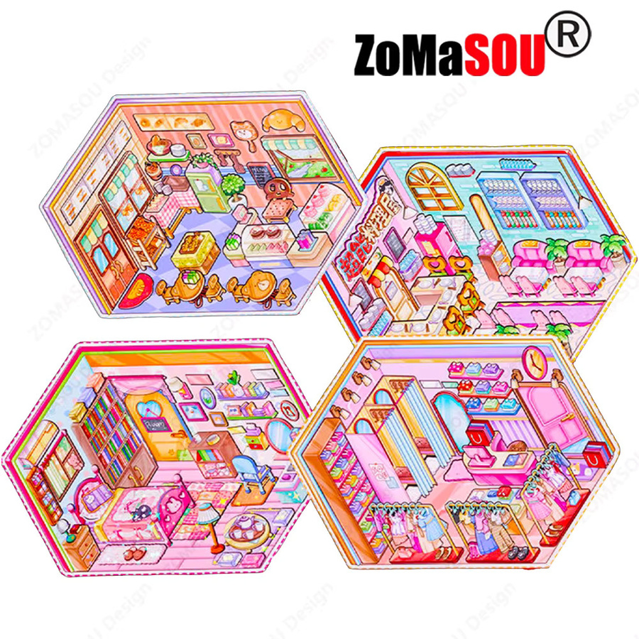 3D DIY Landschaftsbau Aufkleber Hütte Szene Stapel-Set für Kinder und Studenten in Mehrfarbig - Bild 1