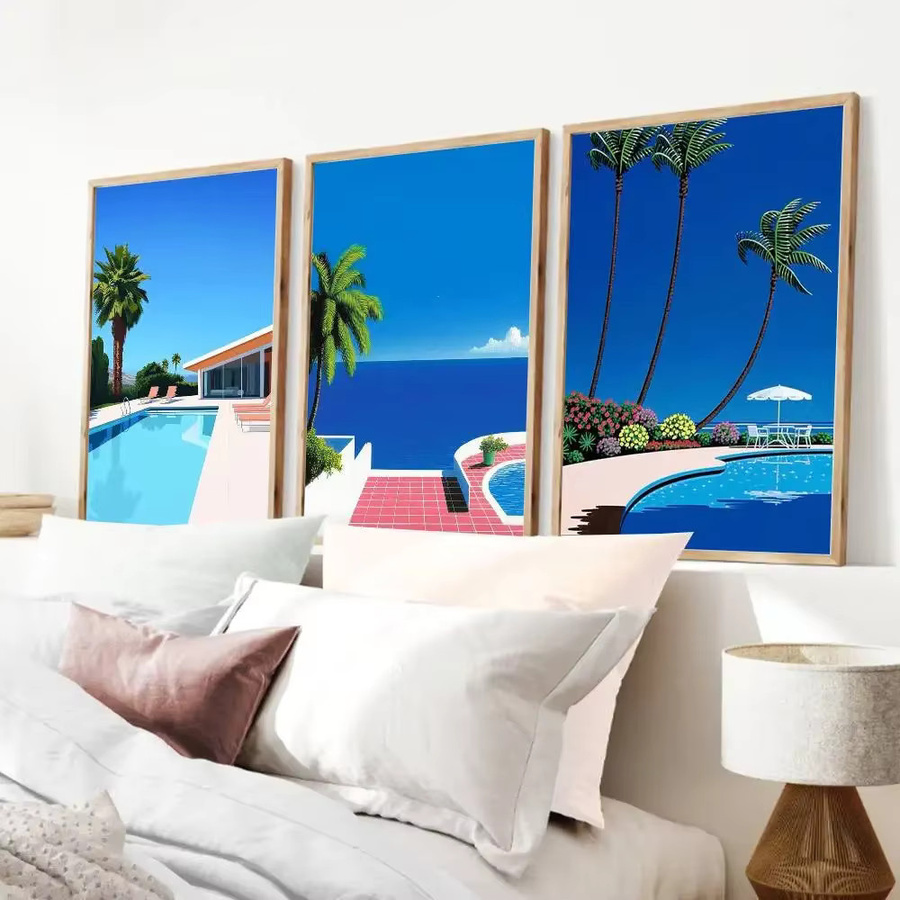 Hiroshi Nagai Vaporwave Japan Strand Sommer Poster als selbstklebender wasserfester Wandaufkleber aus Papier, Mehrfarbig - Bild 2