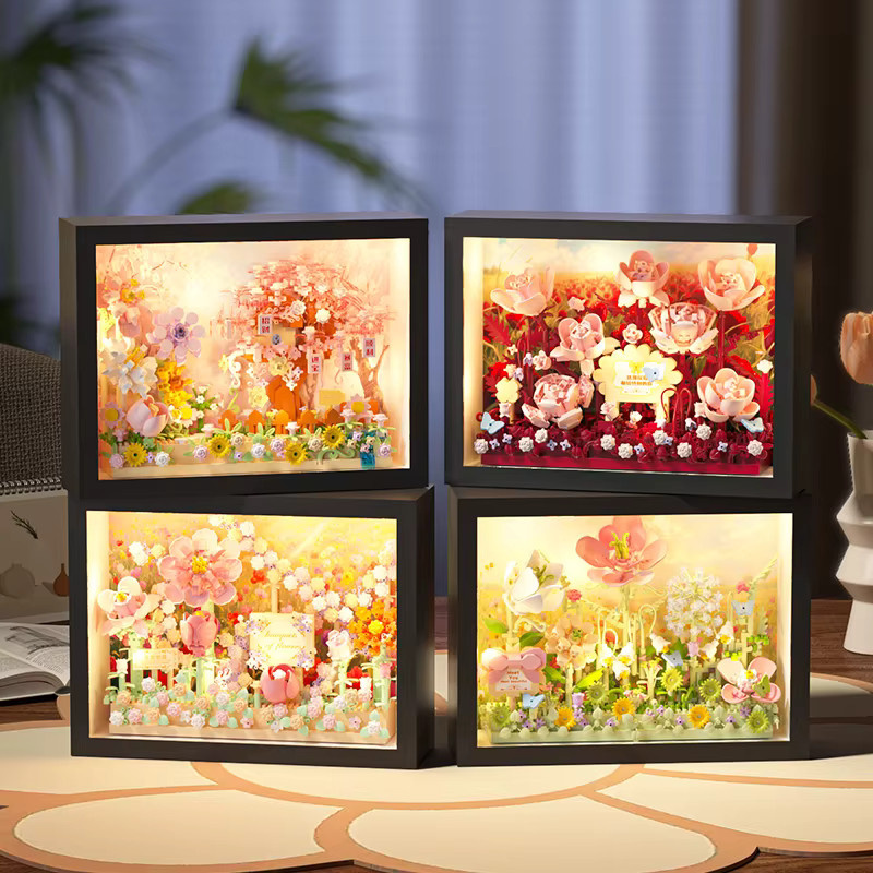 FUNXINEE MOC Kreatives Blumen 3D-Rahmen Baustein-Set, DIY Blumen-Puzzle - Bild 5
