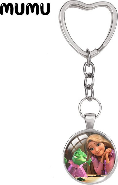 Potdemiel Ring, Rapunzel Herz Schlüssel, Glaskuppel Cabochon, Kinder - Bild 1