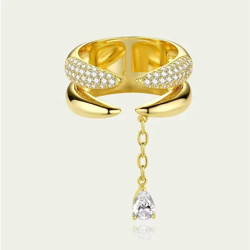 JYZSHINY Ring, Zirkonia, doppelschichtig, offen, verstellbar, Damen - Bild 2