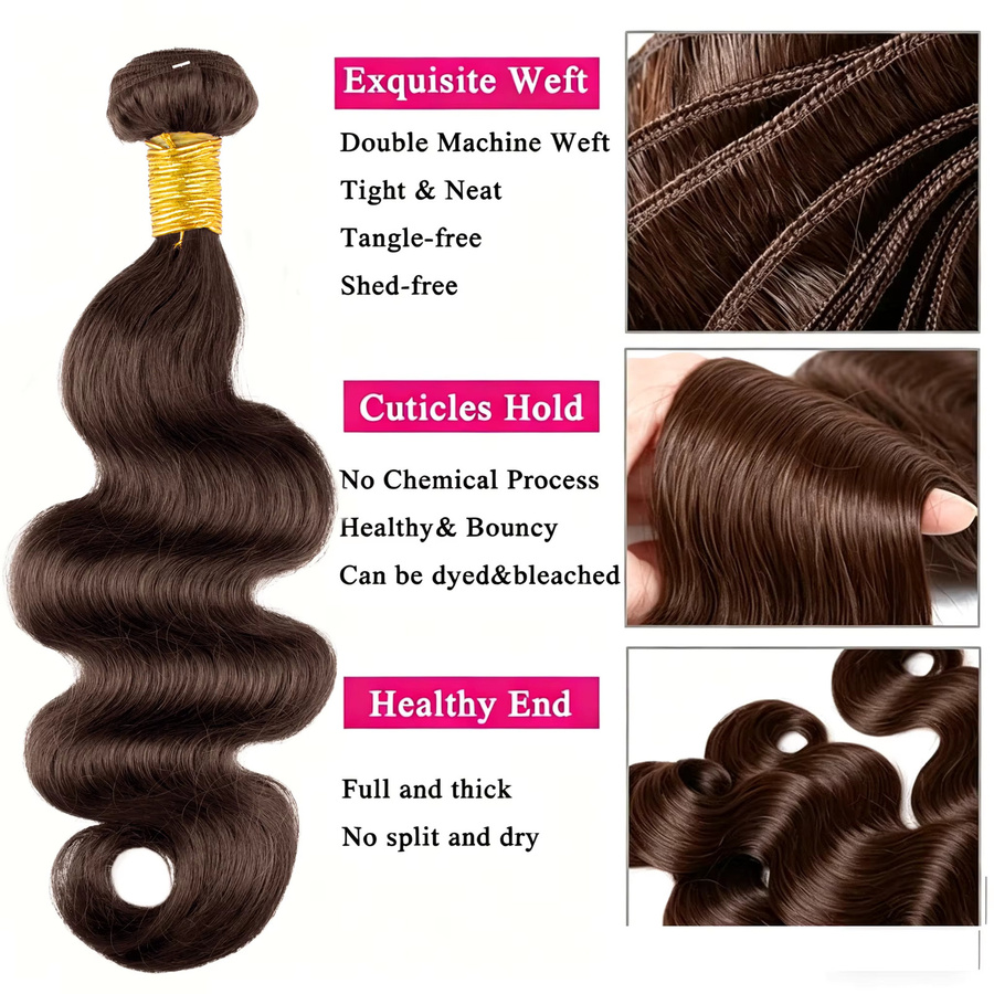 Happy Monday Body-Wave-Haarbündel, schokoladenbraun, brasilianisches Remy-Haar - Bild 3
