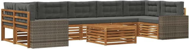 vidaXL Outdoor-Sofagarnitur aus Akazienholz mit 8 Teilen in Natur und Anthrazit - Bild 1