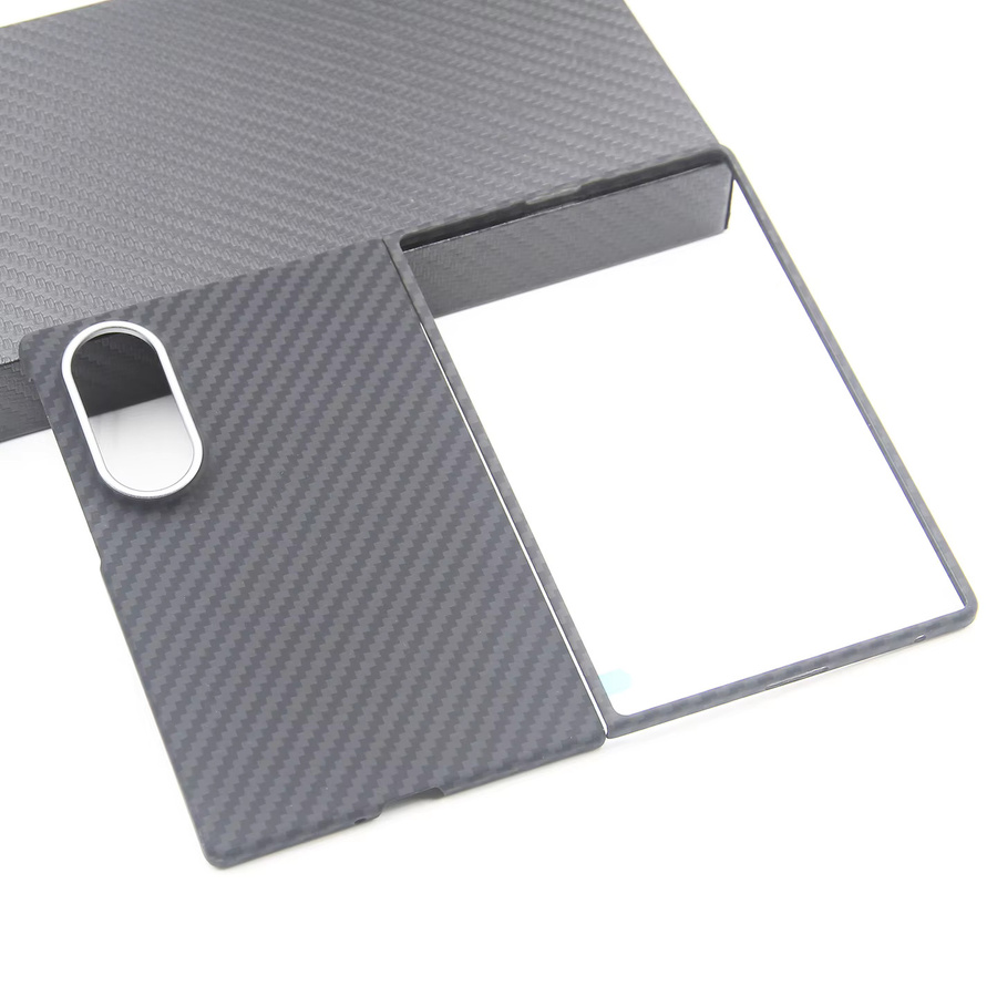 ZXKE True Fiber Case für Samsung Galaxy Z Fold8, Aramidfaser-Hülle mit magnetischer Autohalterung und eingebetteter Eisenplatte, Schwarz - Bild 2