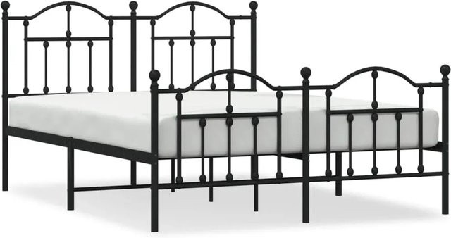 vidaXL Bettgestell aus Metall mit Kopf- und Fußteil in Schwarz, B/T: 150 x 200 cm - Bild 1
