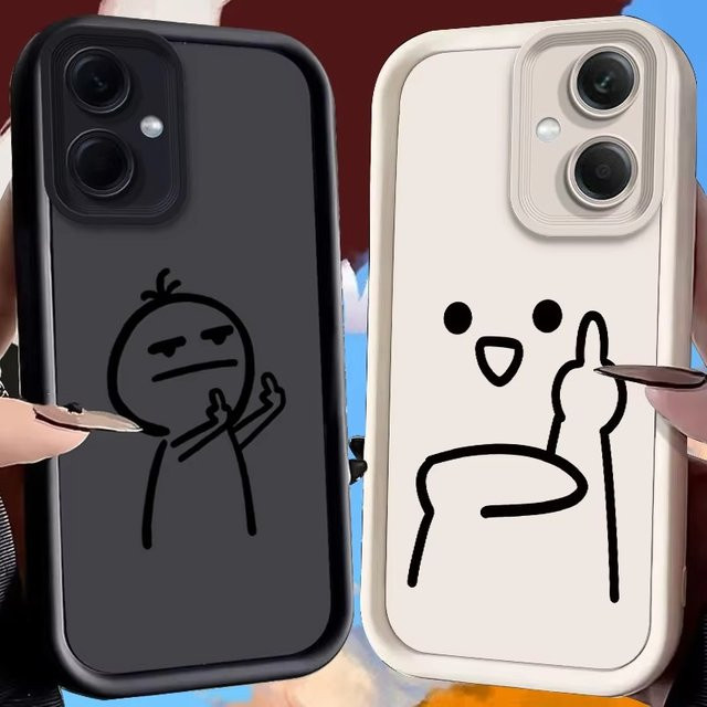 Stickman Flüssigsilikon Schutzhülle für Xiaomi Redmi Note 14 13 12 Turbo 11S 4G 11 10 Pro Plus 9 14C 13C 12C 9C A2 A1 in Schwarz - Bild 1
