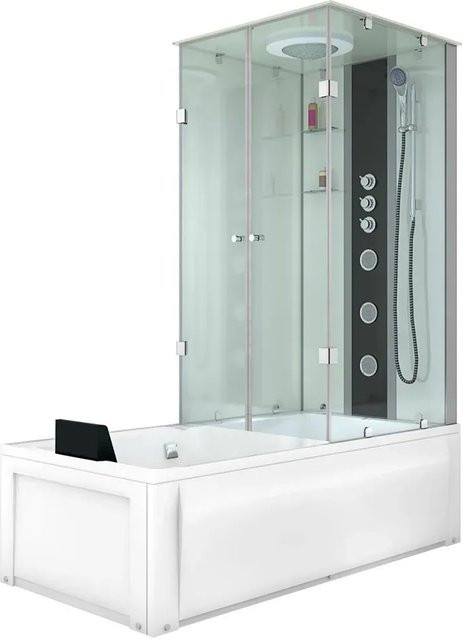 AcquaVapore Dusch-Wannen-Kombination K05-L02-EC mit Duschsystem, Regendusche, Handbrause und Körperdüsen, Weiß, B/T: 180 x 90 cm - Bild 1
