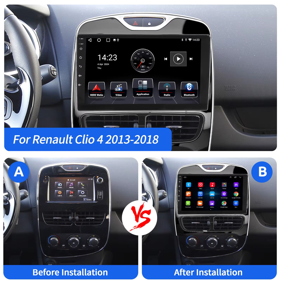 ESSGOO 10 Zoll Autoradio für Renault Clio 4 2013-2018 mit Android Auto, CarPlay, GPS und RDS in Schwarz, 4GB RAM, 64GB Speicher - Bild 2