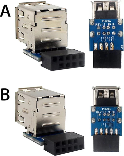 USB 2.0 Typ-A Weiblich Adapter Konverter von Motherboard Header auf 2 Ports für interne Computerverbindungen - Bild 1