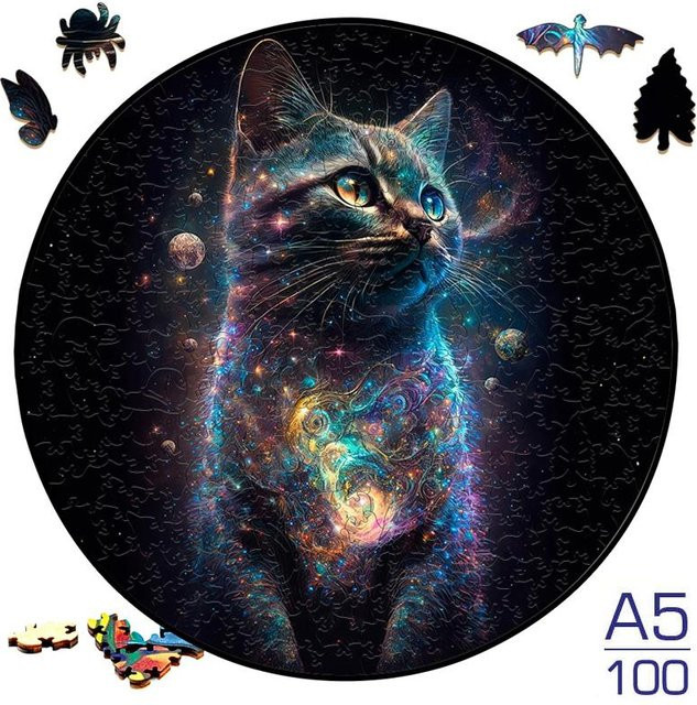 Yiran toy Interstellar Puzzle Schwarze Katze Tierpuzzle Runde Form - Bild 1