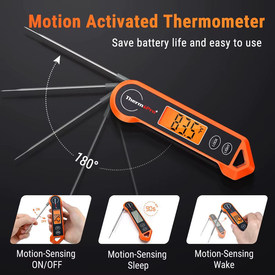 Elektronisches Lebensmittelthermometer in Orange für Grill und Ofen mit schneller Temperaturanzeige - Bild 4