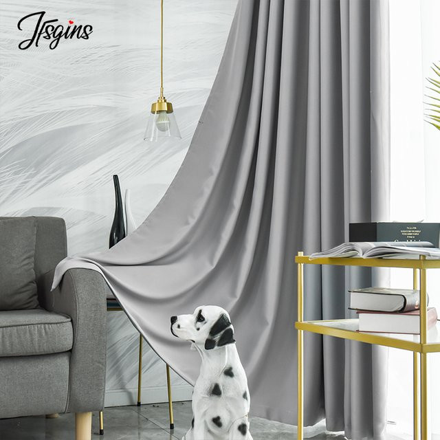 JFSGINS Blackout Vorhang Grau Modern Einfarbig mit 85% Verdunkelung Breite: 125 cm, Höhe: 60 cm - Bild 1